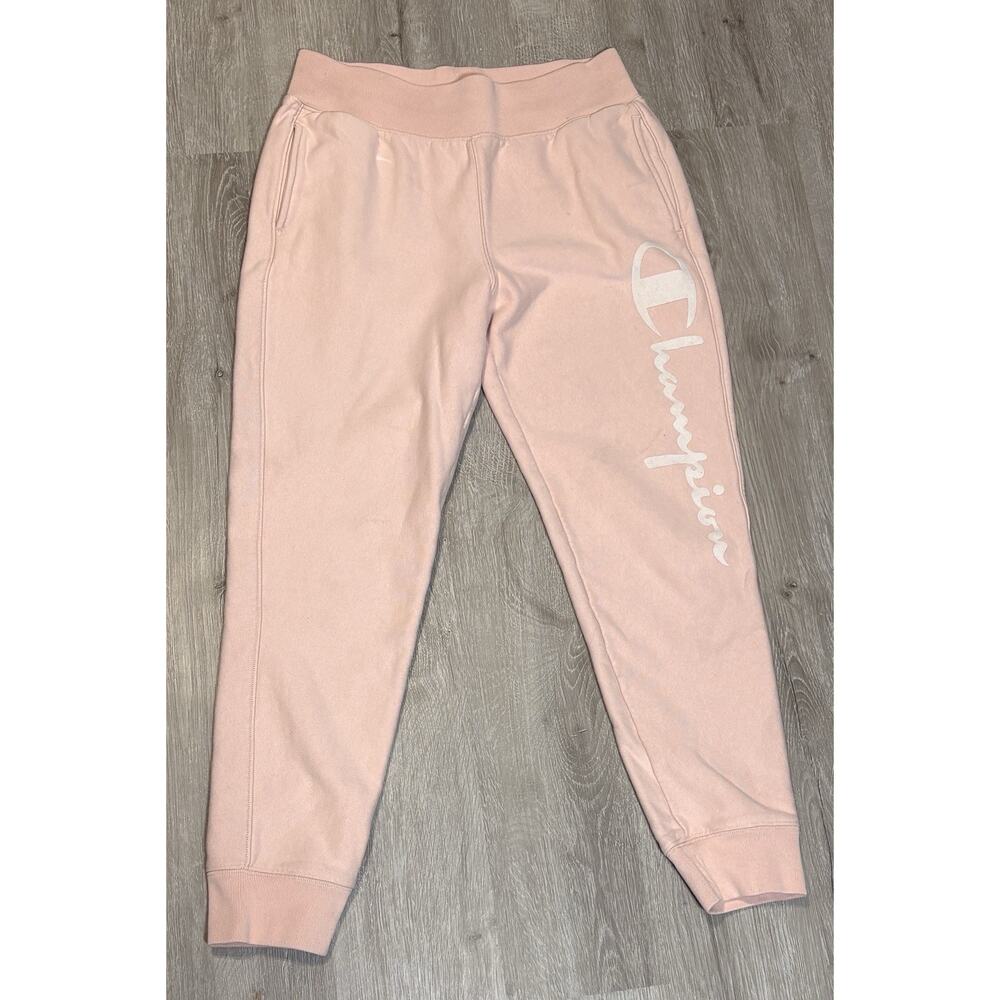 Champion Reverse Weave Spellout Jogger Sweatpants Adult Sz Large Dusty Pink‎
